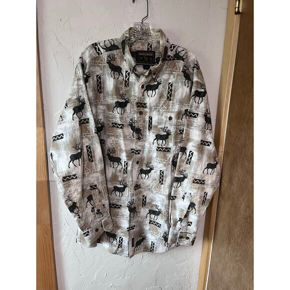 Woolrich Deer Print Button Up Sz XL - Picture 1 of 4